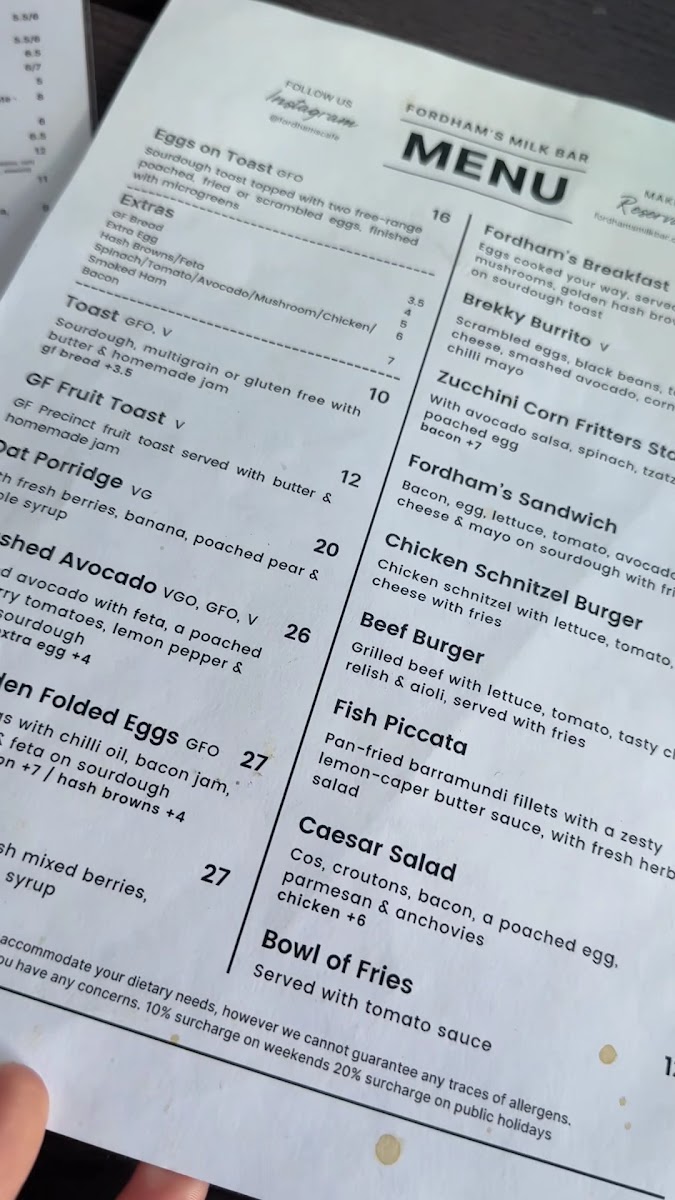 Menu Fordham’S Milk Bar-8